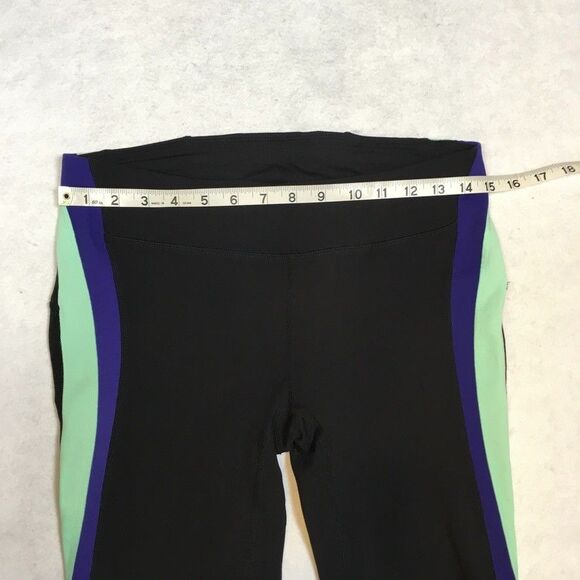 Gap Fit Womens M Grop Leggings Black Green Purple Stripe Gfast Nylon Retro 80s - Picture 5 of 10